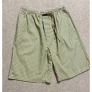 Loungewear shorts Men's 2XL Drawstring Waist green yellow gingham preppy casual